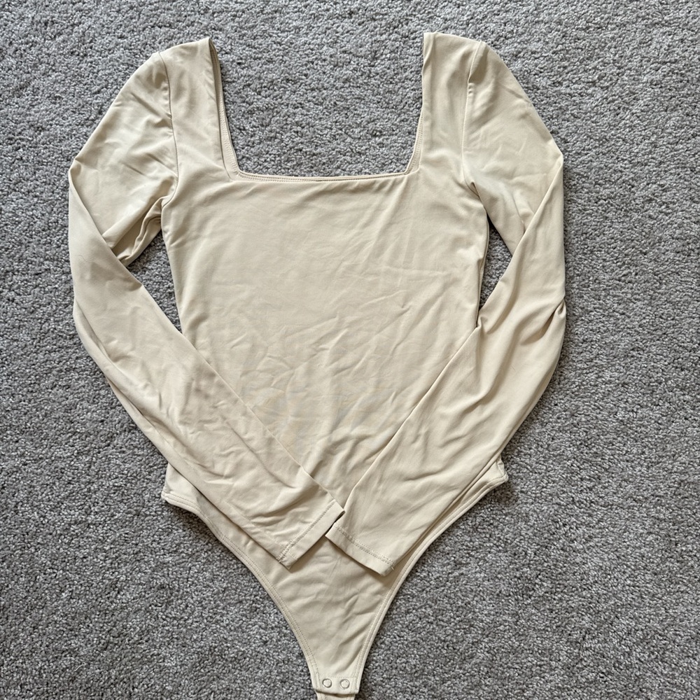 Second Skin Overalls Cream Long Sleeve Bodysuit